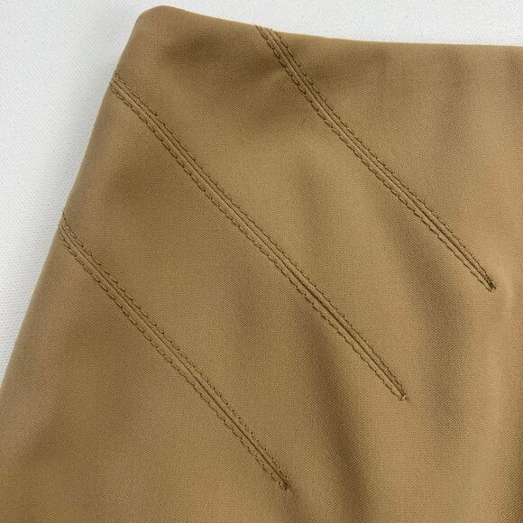 Carlisle Camel Brown Cat Scratch Stitching Pencil Skirt Knee Length Lined Size 4 - Picture 8 of 13